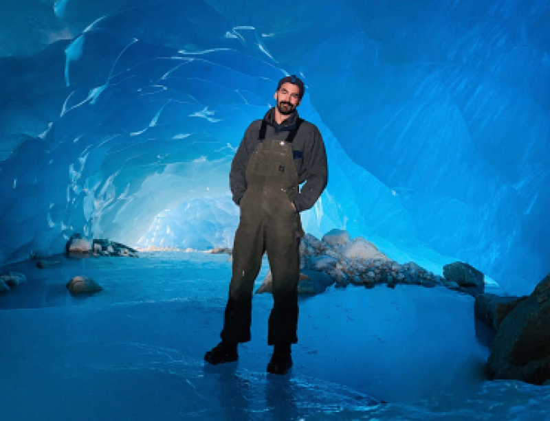 Ben in an ice cave